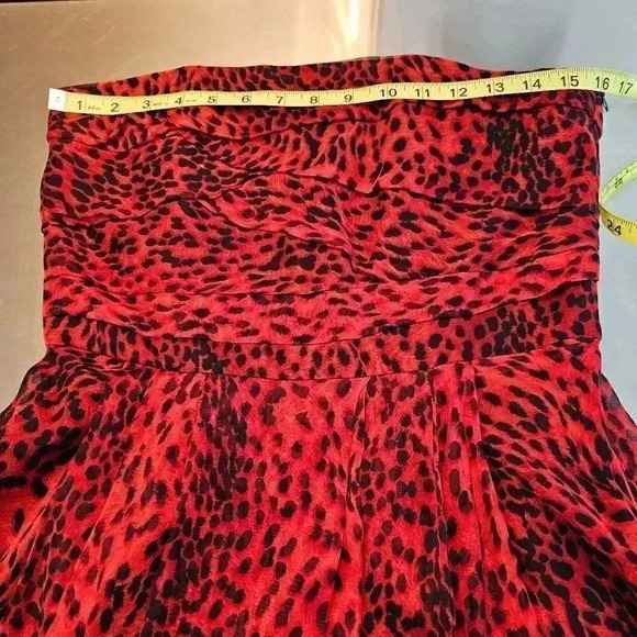 ♥ZARA Silk Red leopard strapless dress - Picture 13 of 14